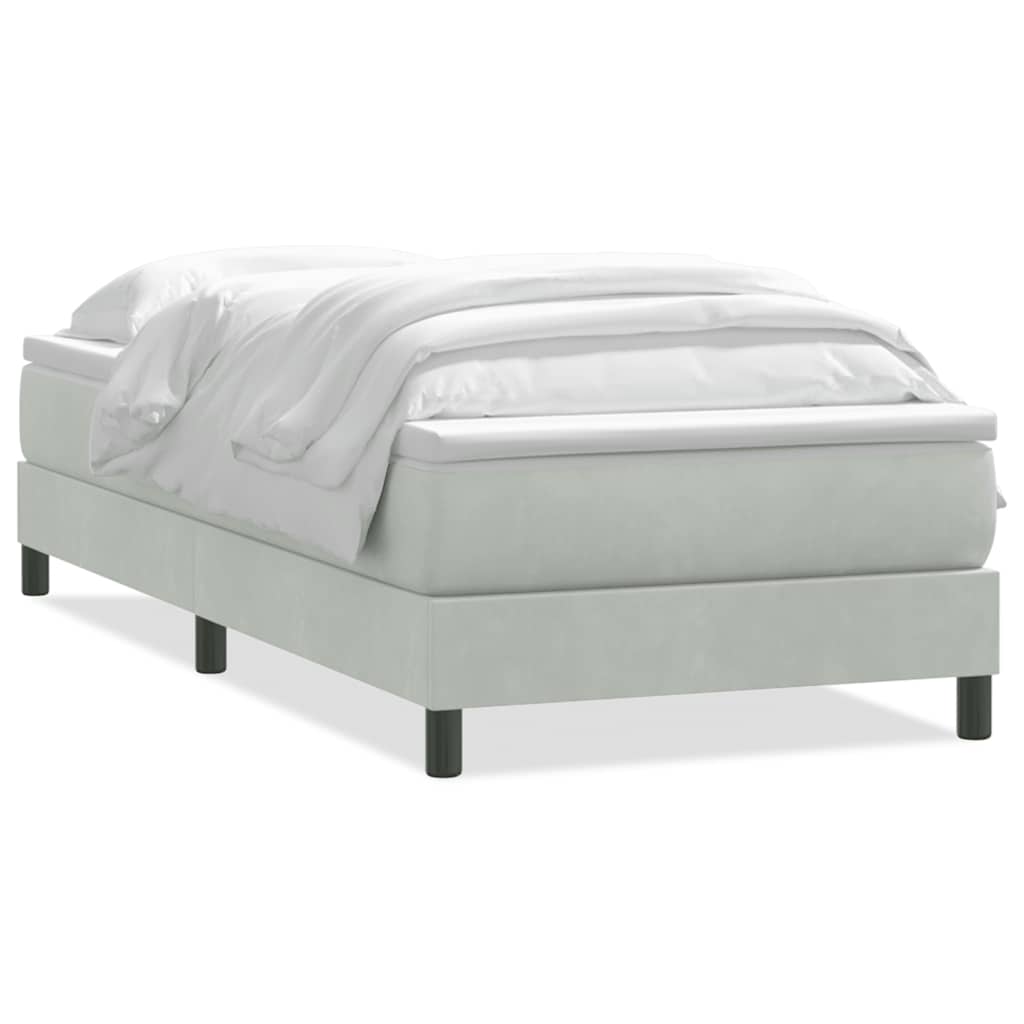 Sommier à lattes de lit et matelas gris clair 90x220 cm velours - XIOS