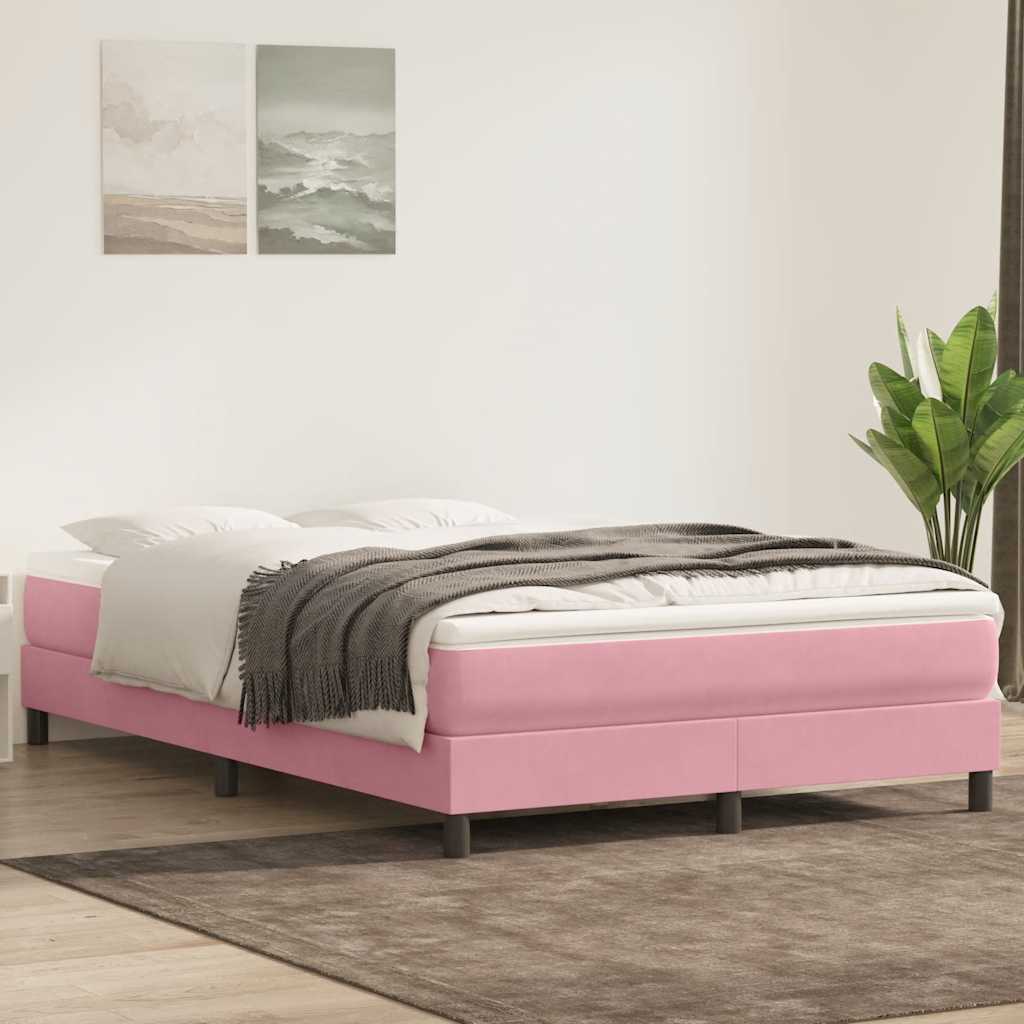 Sommier à lattes de lit avec matelas rose 140x220 cm velours - XIOS