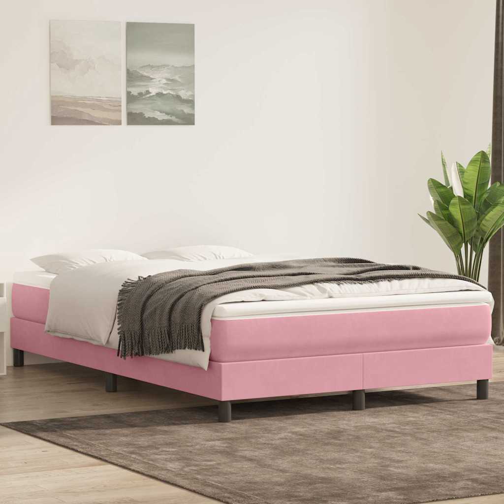 Sommier à lattes de lit avec matelas rose 160x220 cm velours - XIOS