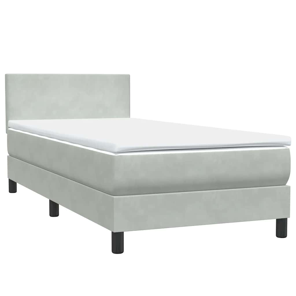 Sommier à lattes de lit et matelas gris clair 90x210 cm velours - XIOS