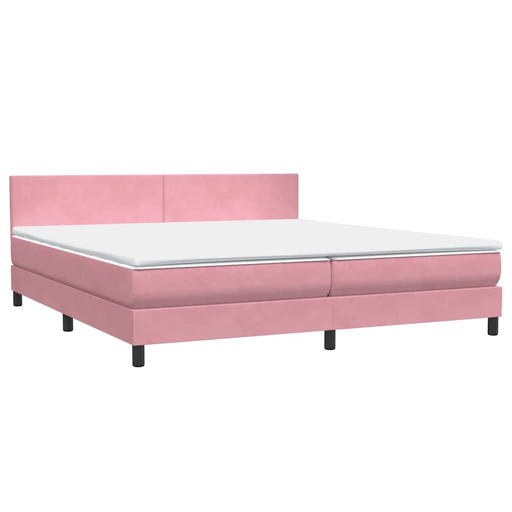 Sommier à lattes de lit avec matelas rose 180x210 cm velours - XIOS