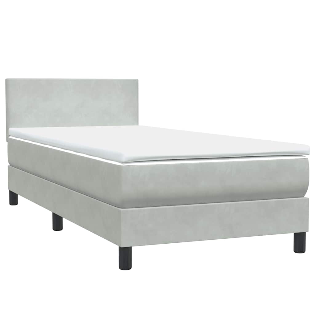 Sommier à lattes de lit et matelas gris clair 90x220 cm velours - XIOS