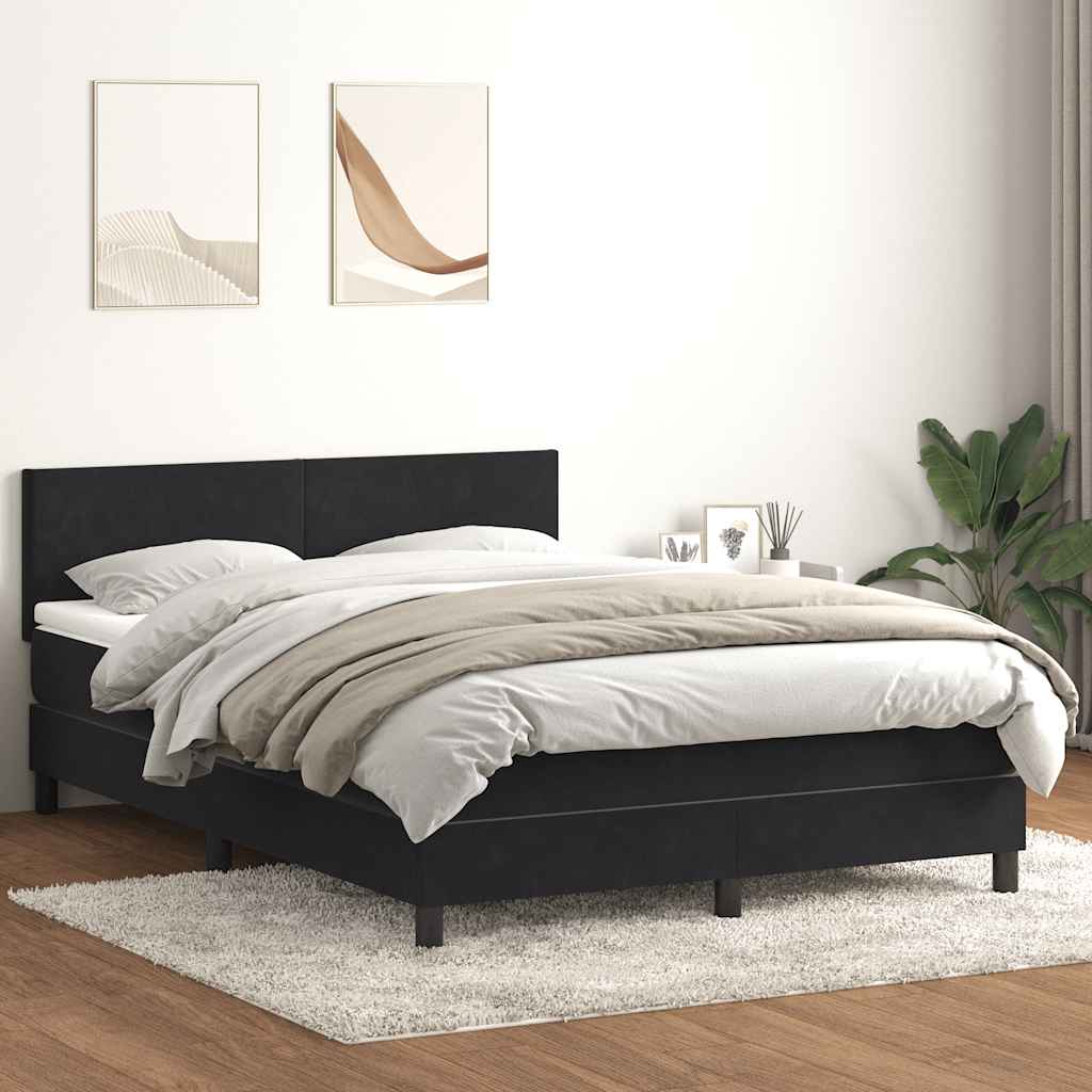 Sommier à lattes de lit avec matelas noir 160x220 cm velours - XIOS