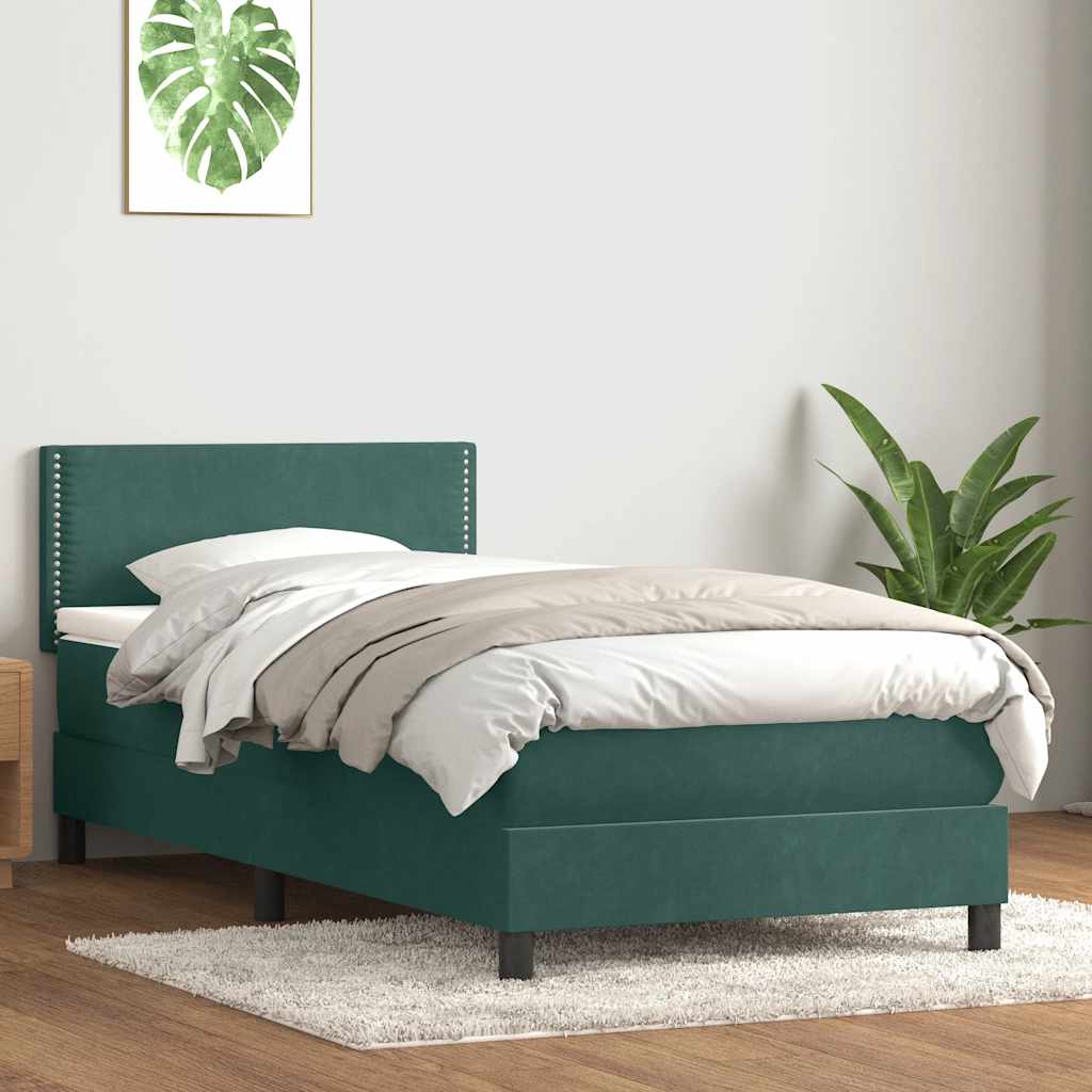 Sommier à lattes de lit et matelas vert foncé 100x210cm velours - XIOS