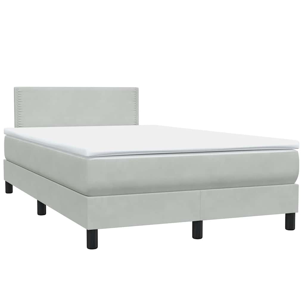 Sommier à lattes de lit et matelas gris clair 120x210cm velours - XIOS