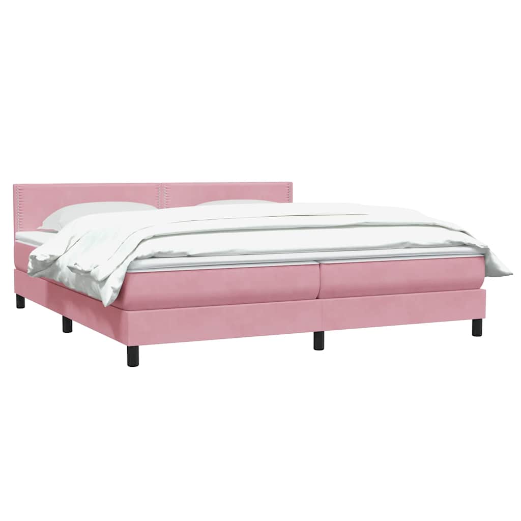 Sommier à lattes de lit avec matelas rose 180x210 cm velours - XIOS