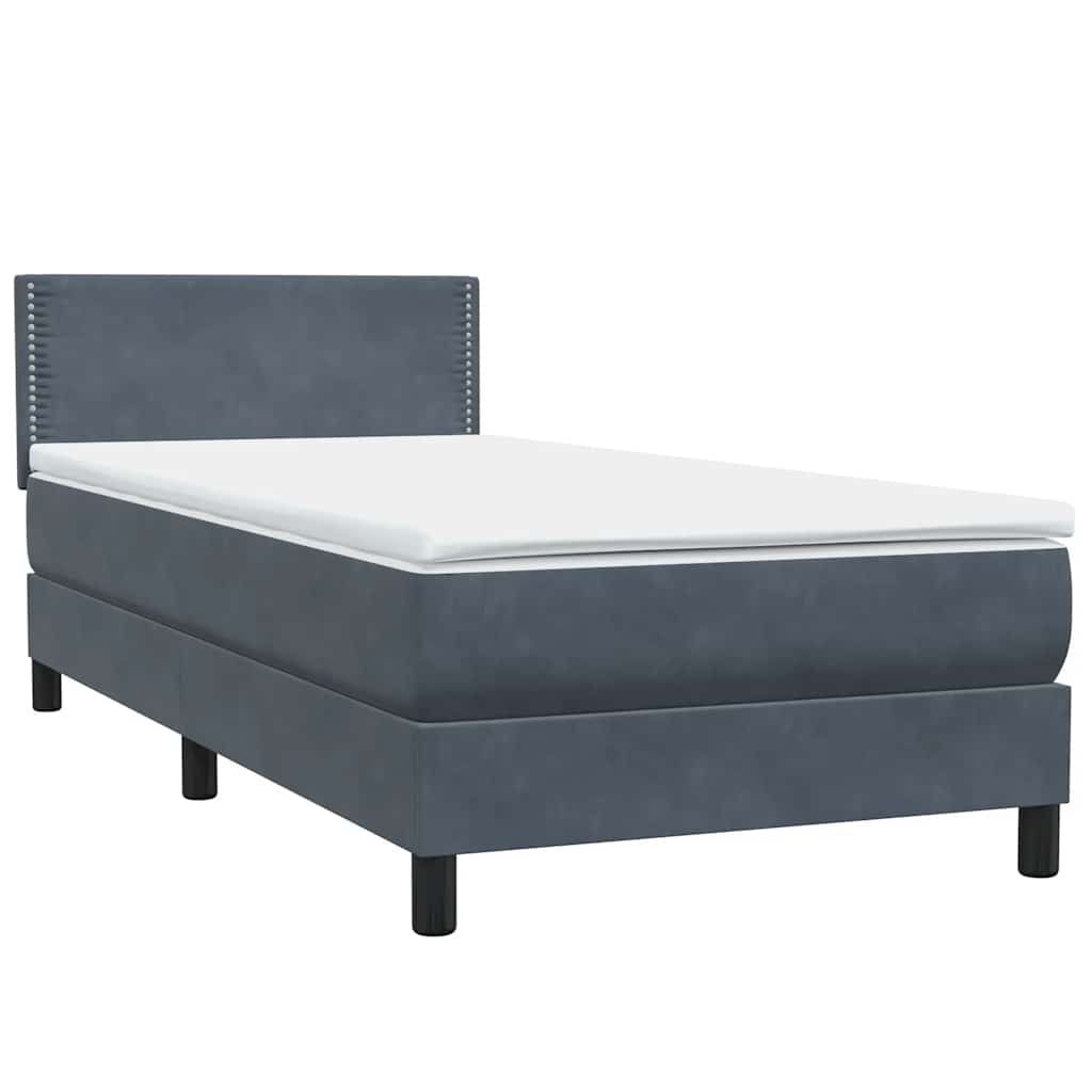 Sommier à lattes de lit et matelas gris foncé 90x220 cm velours - XIOS