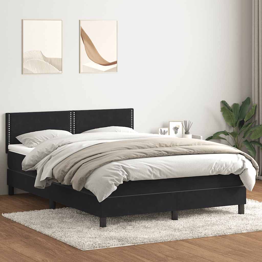 Sommier à lattes de lit avec matelas noir 140x220 cm velours - XIOS