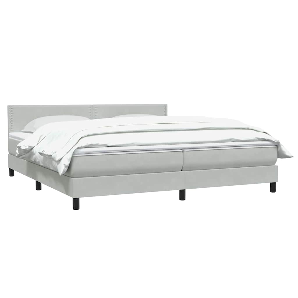 Sommier à lattes de lit et matelas gris clair 180x220cm velours - XIOS