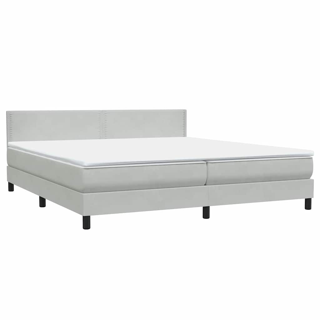 Sommier à lattes de lit et matelas gris clair 180x220cm velours - XIOS