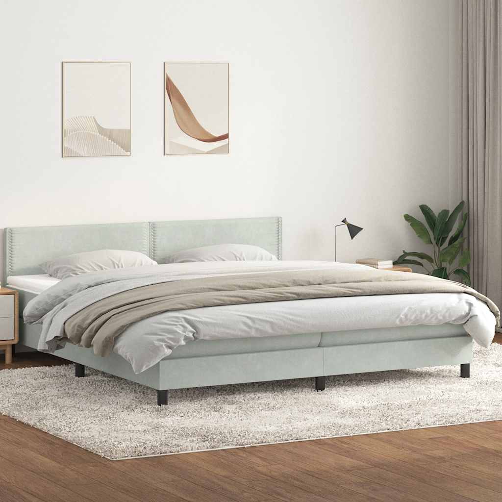 Sommier à lattes de lit et matelas gris clair 180x220cm velours - XIOS