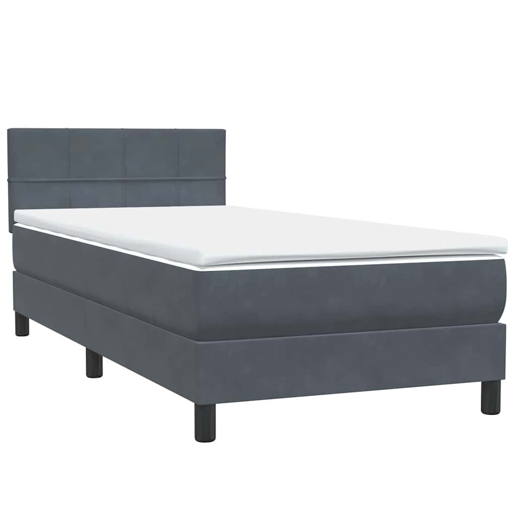 Sommier à lattes de lit et matelas gris foncé 80x210 cm velours - XIOS