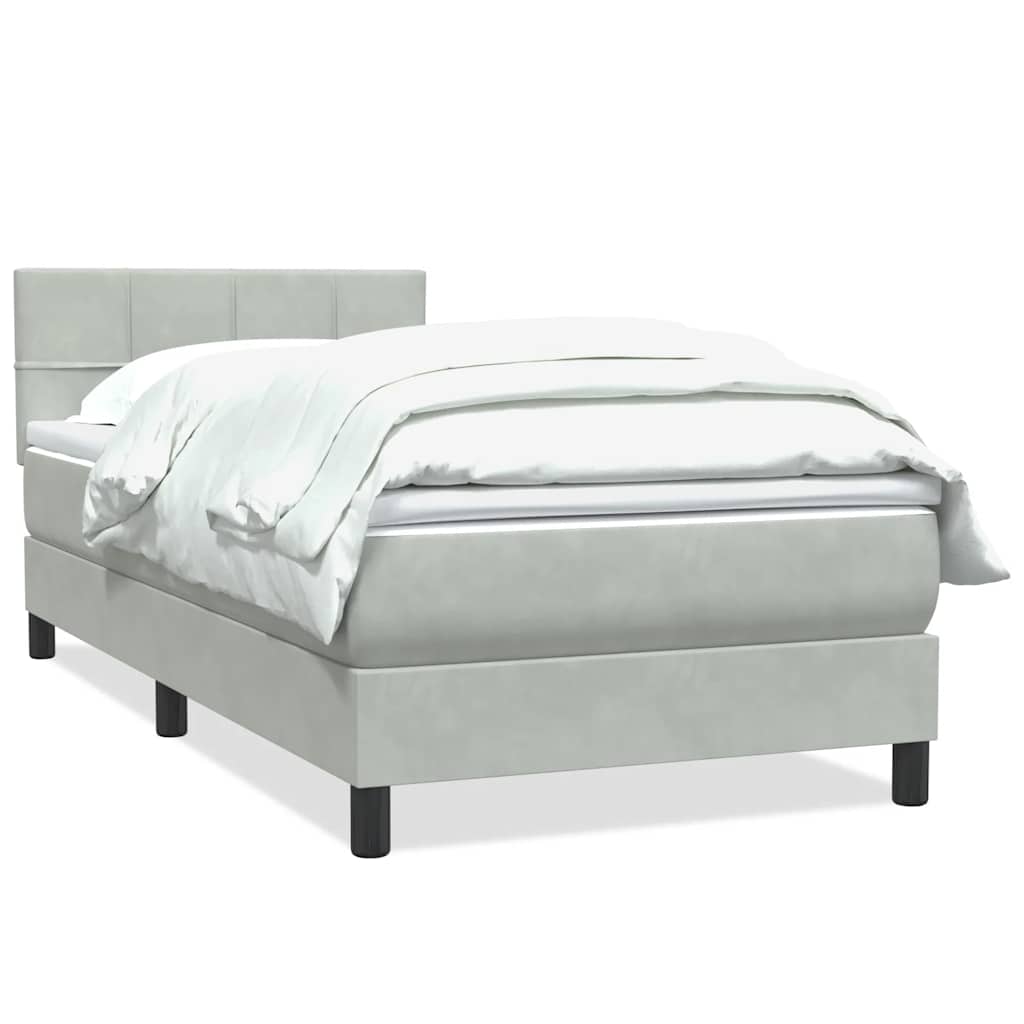 Sommier à lattes de lit et matelas gris clair 100x210cm velours - XIOS