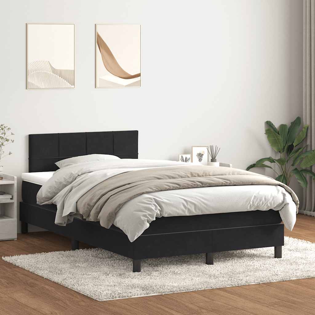 Sommier à lattes de lit avec matelas noir 120x210 cm velours - XIOS