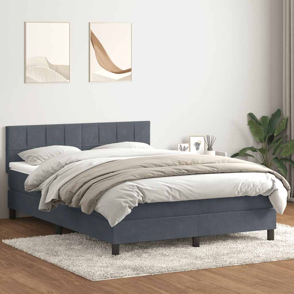 Sommier à lattes de lit et matelas gris foncé 140x210cm velours - XIOS