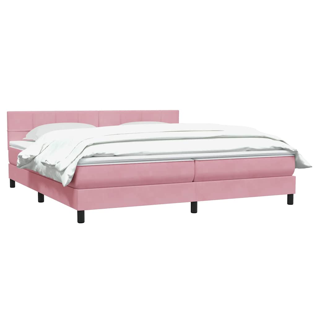 Sommier à lattes de lit avec matelas rose 180x210 cm velours - XIOS