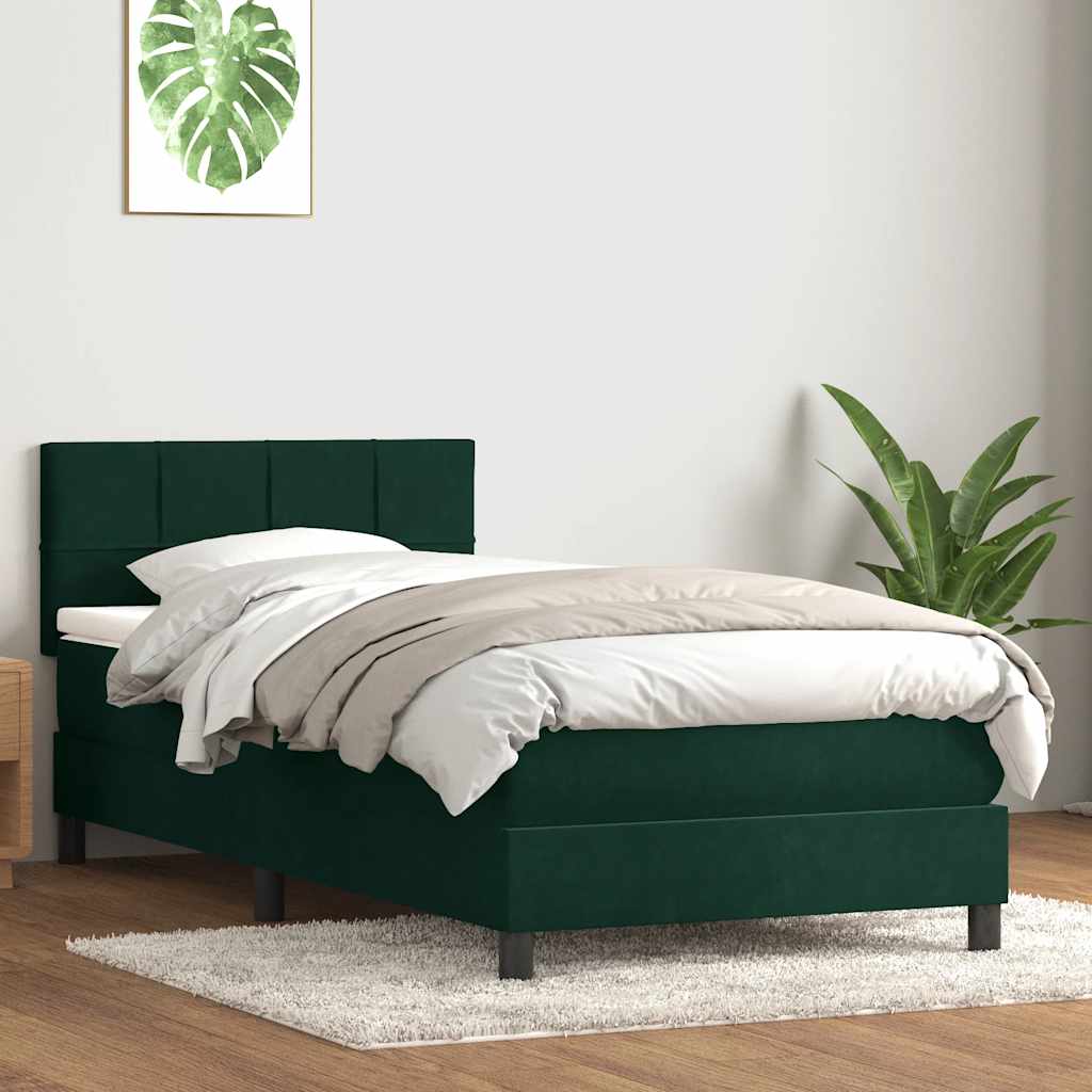 Sommier à lattes de lit et matelas vert foncé 80x220 cm velours - XIOS