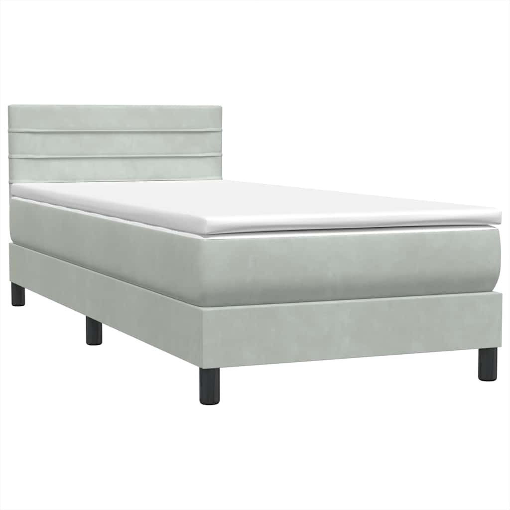 Sommier à lattes de lit et matelas gris clair 90x210 cm velours - XIOS
