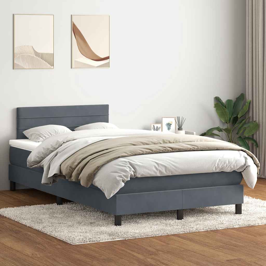 Sommier à lattes de lit et matelas gris foncé 120x210cm velours - XIOS
