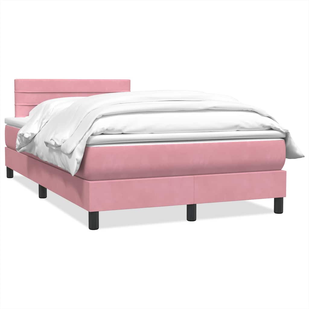 Sommier à lattes de lit avec matelas rose 120x210 cm velours
