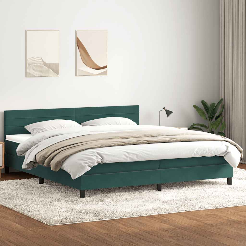 Sommier à lattes de lit et matelas vert foncé 180x210cm velours - XIOS