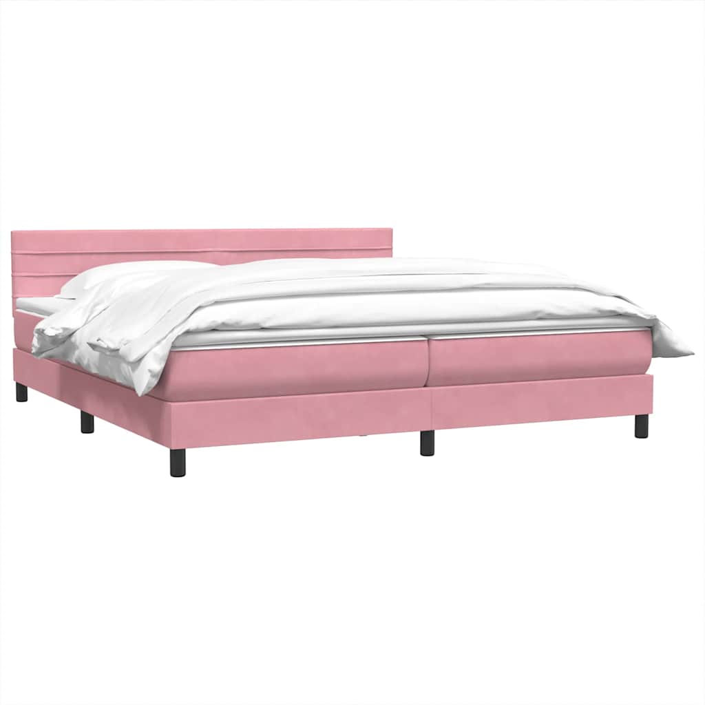 Sommier à lattes de lit avec matelas rose 180x210 cm velours - XIOS