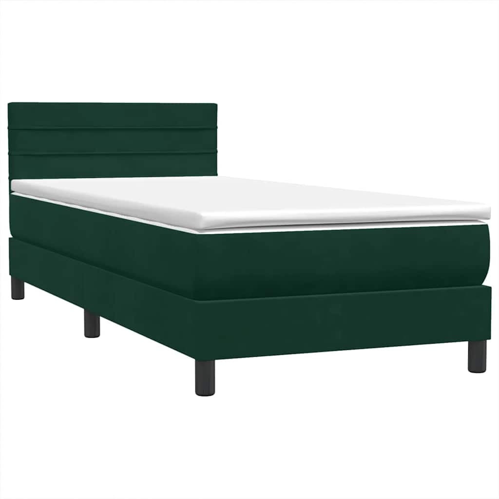 Sommier à lattes de lit et matelas vert foncé 80x220 cm velours - XIOS