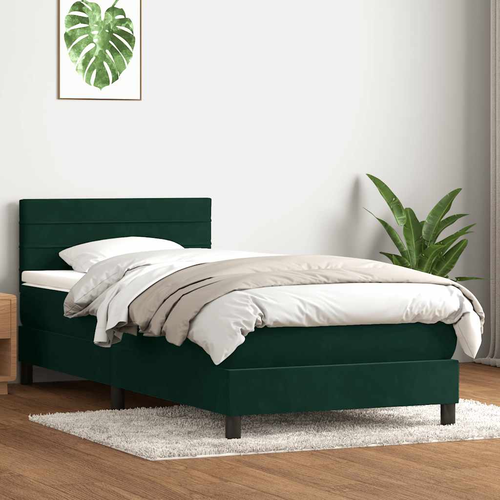 Sommier à lattes de lit et matelas vert foncé 80x220 cm velours - XIOS