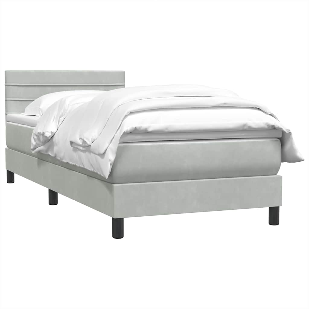 Sommier à lattes de lit et matelas gris clair 90x220 cm velours - XIOS