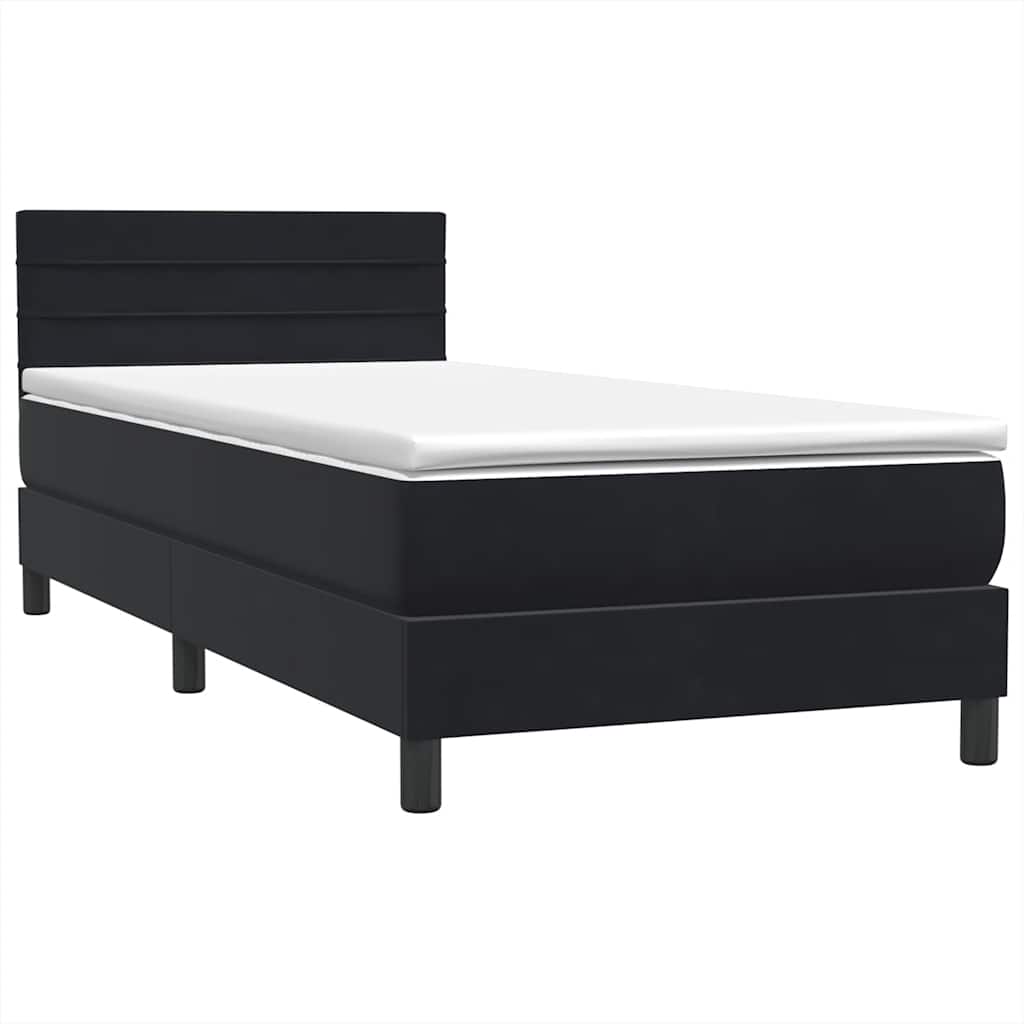 Sommier à lattes de lit avec matelas noir 90x220 cm velours - XIOS