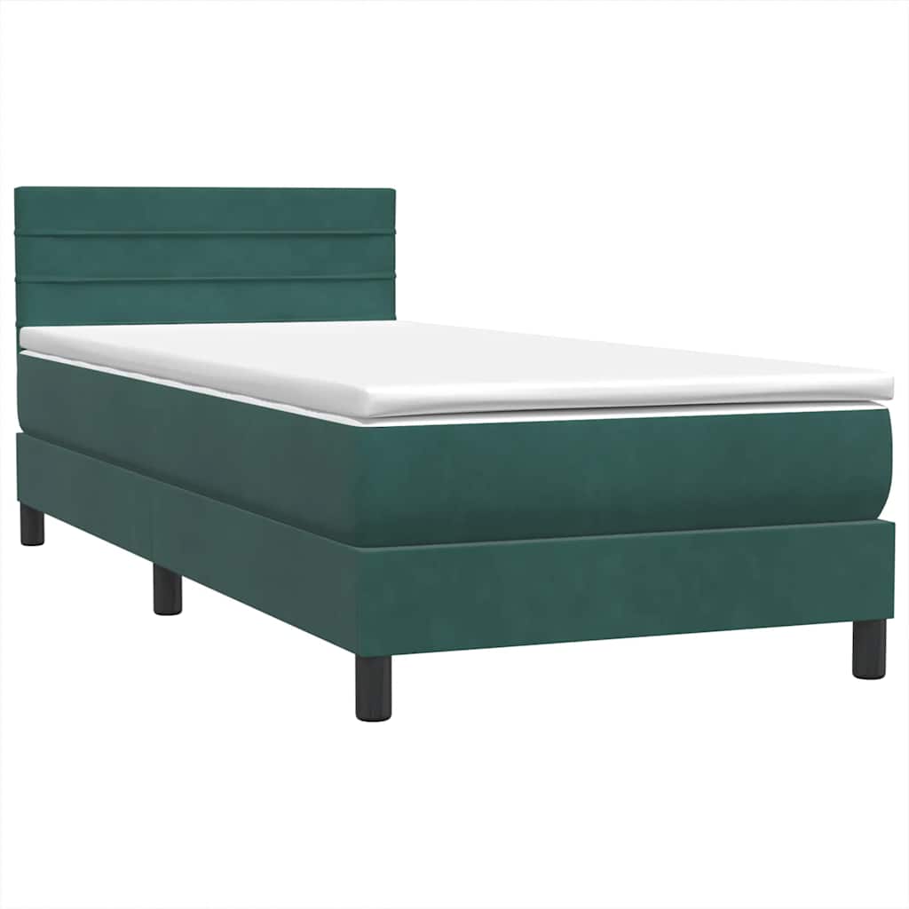 Sommier à lattes de lit et matelas vert foncé 90x220 cm velours - XIOS