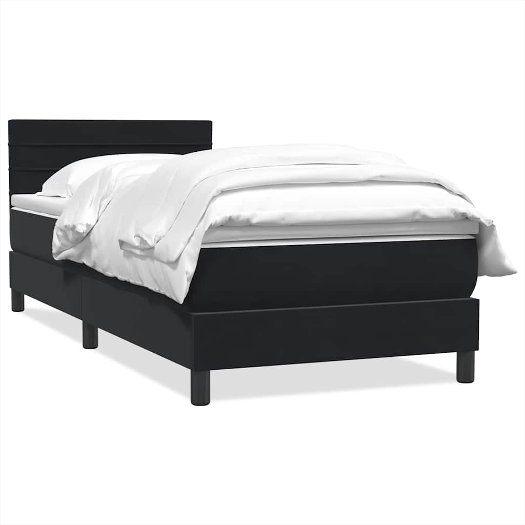 Sommier à lattes de lit avec matelas noir 100x220 cm velours - XIOS