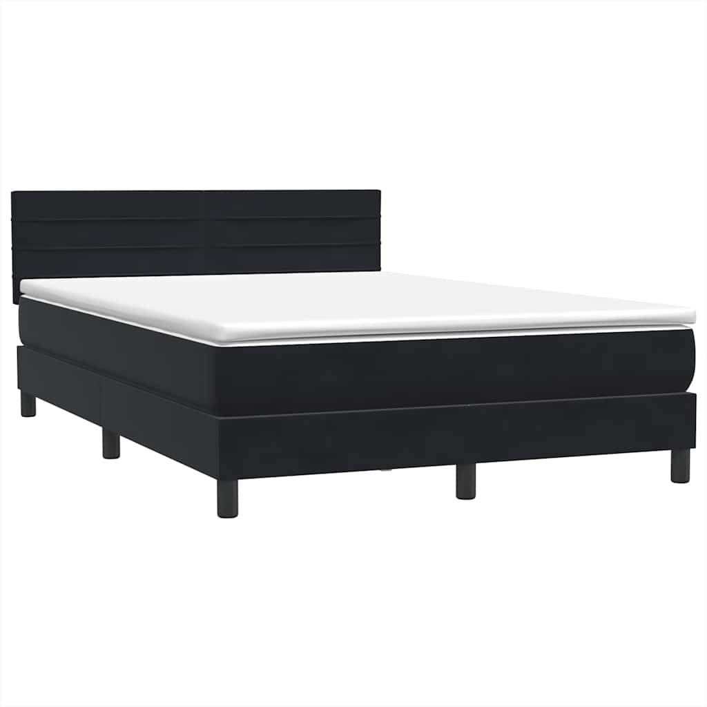 Sommier à lattes de lit avec matelas noir 160x220 cm velours - XIOS