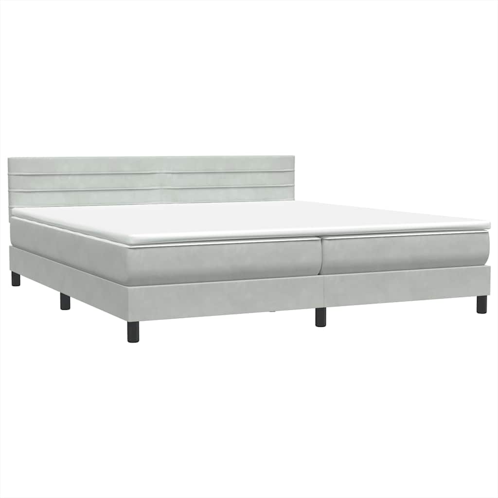 Sommier à lattes de lit et matelas gris clair 180x220cm velours - XIOS