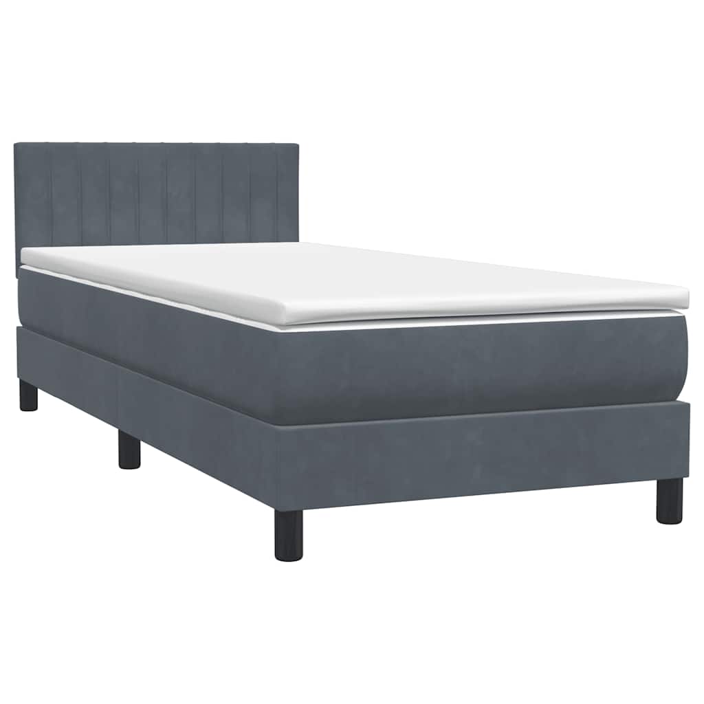 Sommier à lattes de lit et matelas gris foncé 80x210 cm velours - XIOS
