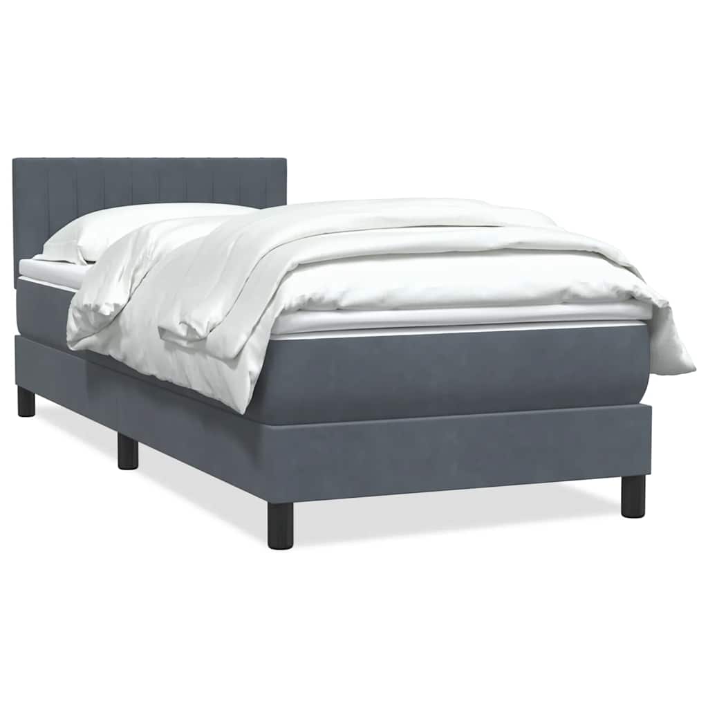 Sommier à lattes de lit et matelas gris foncé 80x210 cm velours - XIOS