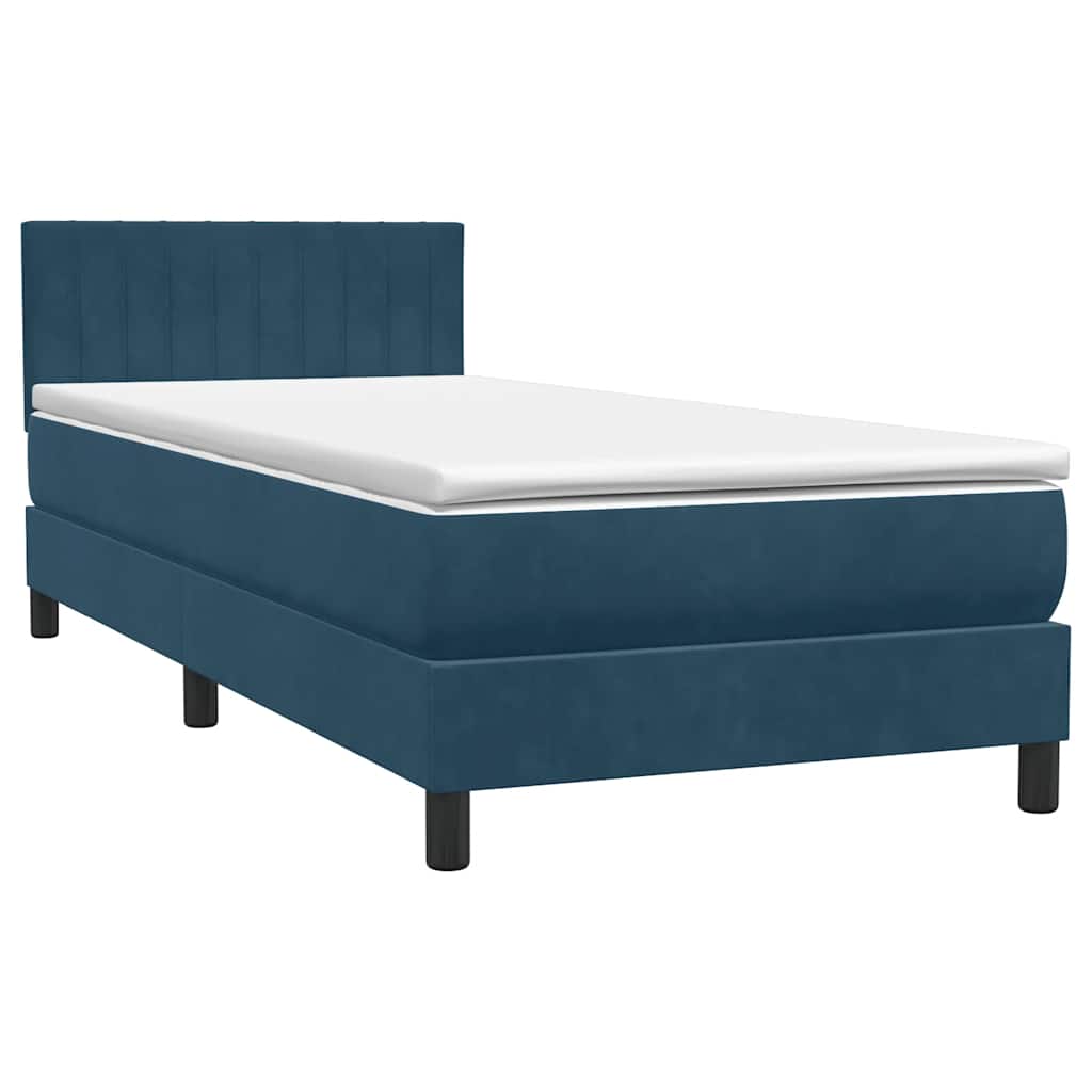 Sommier à lattes de lit et matelas bleu foncé 80x210 cm velours - XIOS