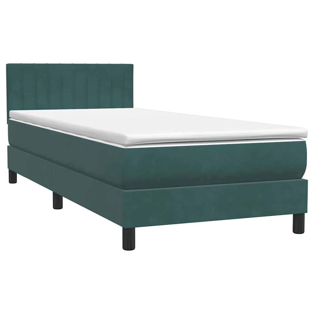 Sommier à lattes de lit et matelas vert foncé 90x210 cm velours - XIOS