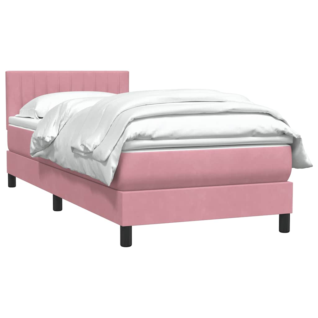 Sommier à lattes de lit avec matelas rose 90x210 cm velours - XIOS