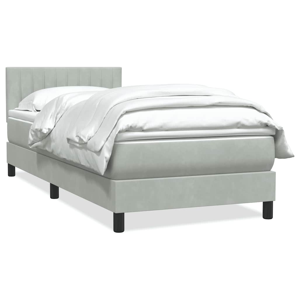 Sommier à lattes de lit et matelas gris clair 100x210cm velours - XIOS