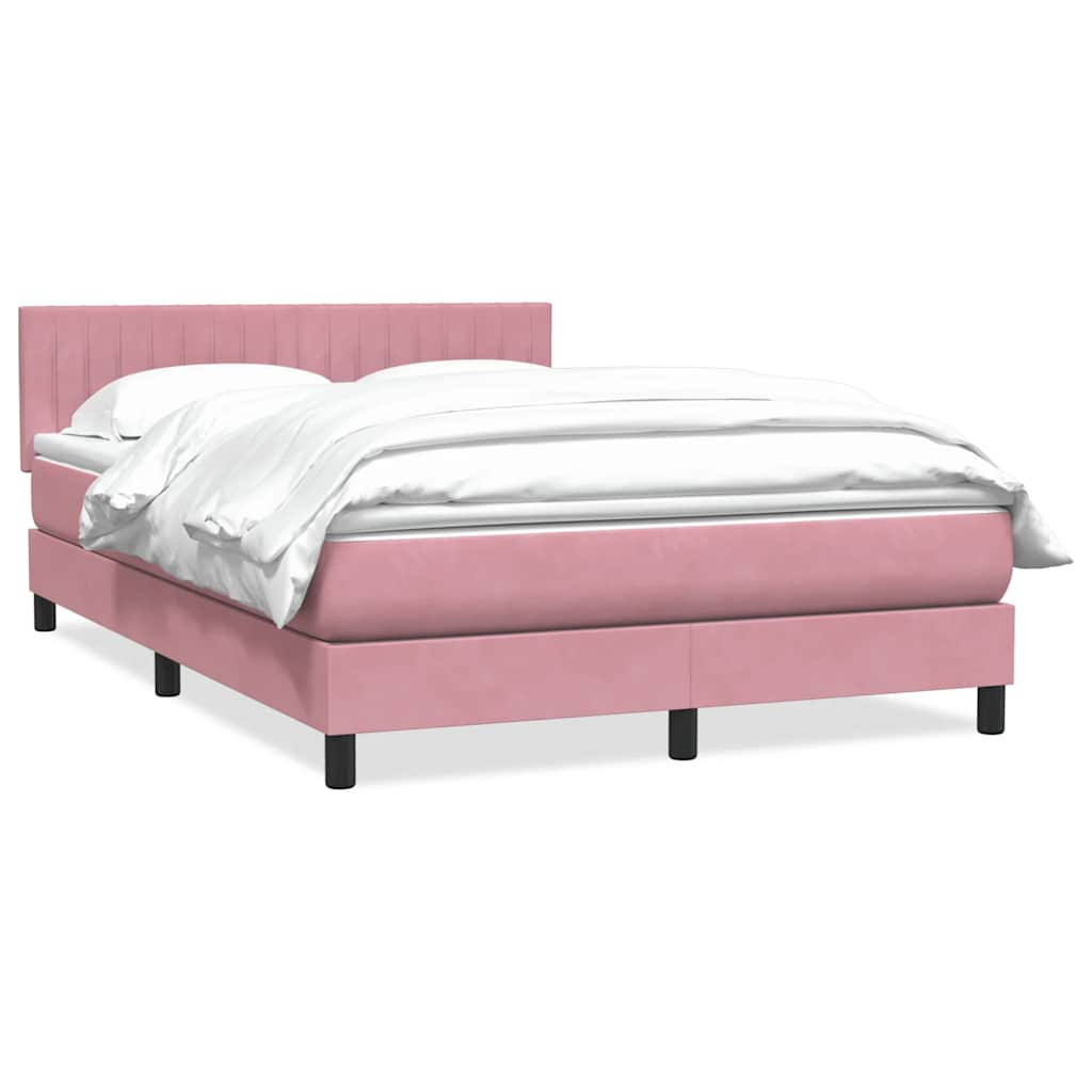 Sommier à lattes de lit avec matelas rose 140x210 cm velours - XIOS