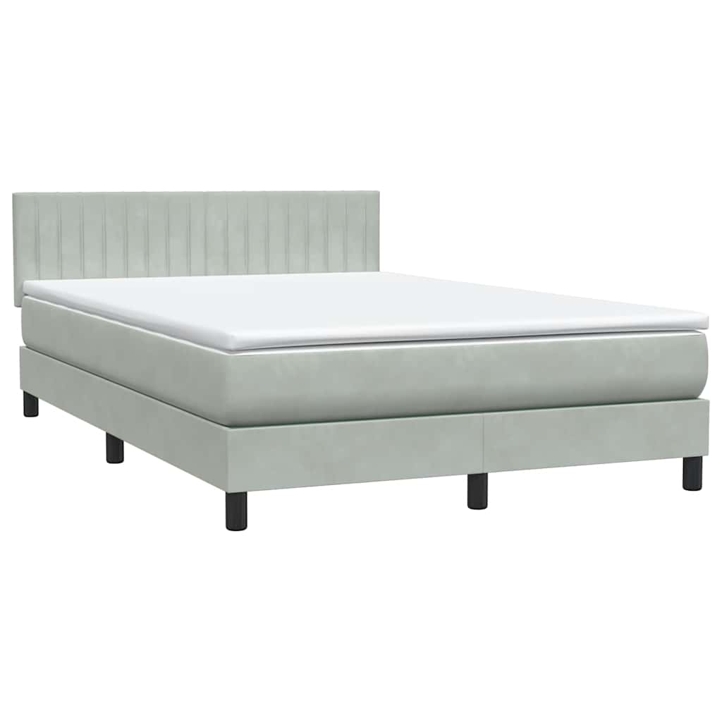 Sommier à lattes de lit et matelas gris clair 160x210cm velours - XIOS