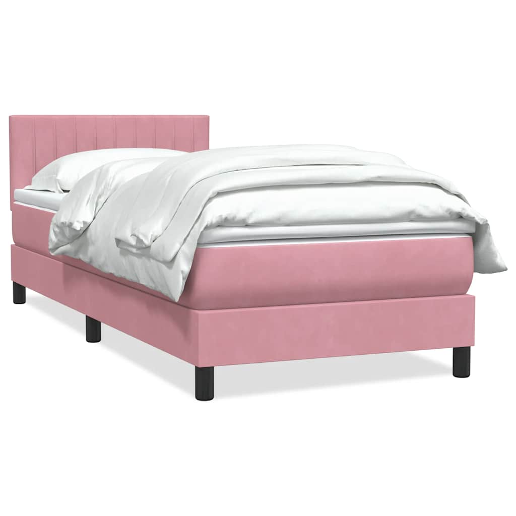 Sommier à lattes de lit avec matelas rose 80x220 cm velours - XIOS