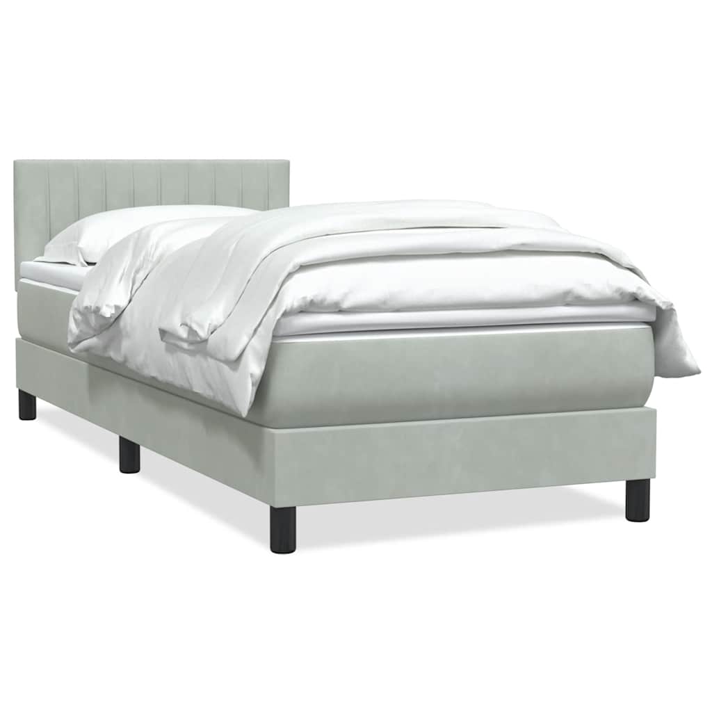 Sommier à lattes de lit et matelas gris clair 90x220 cm velours - XIOS