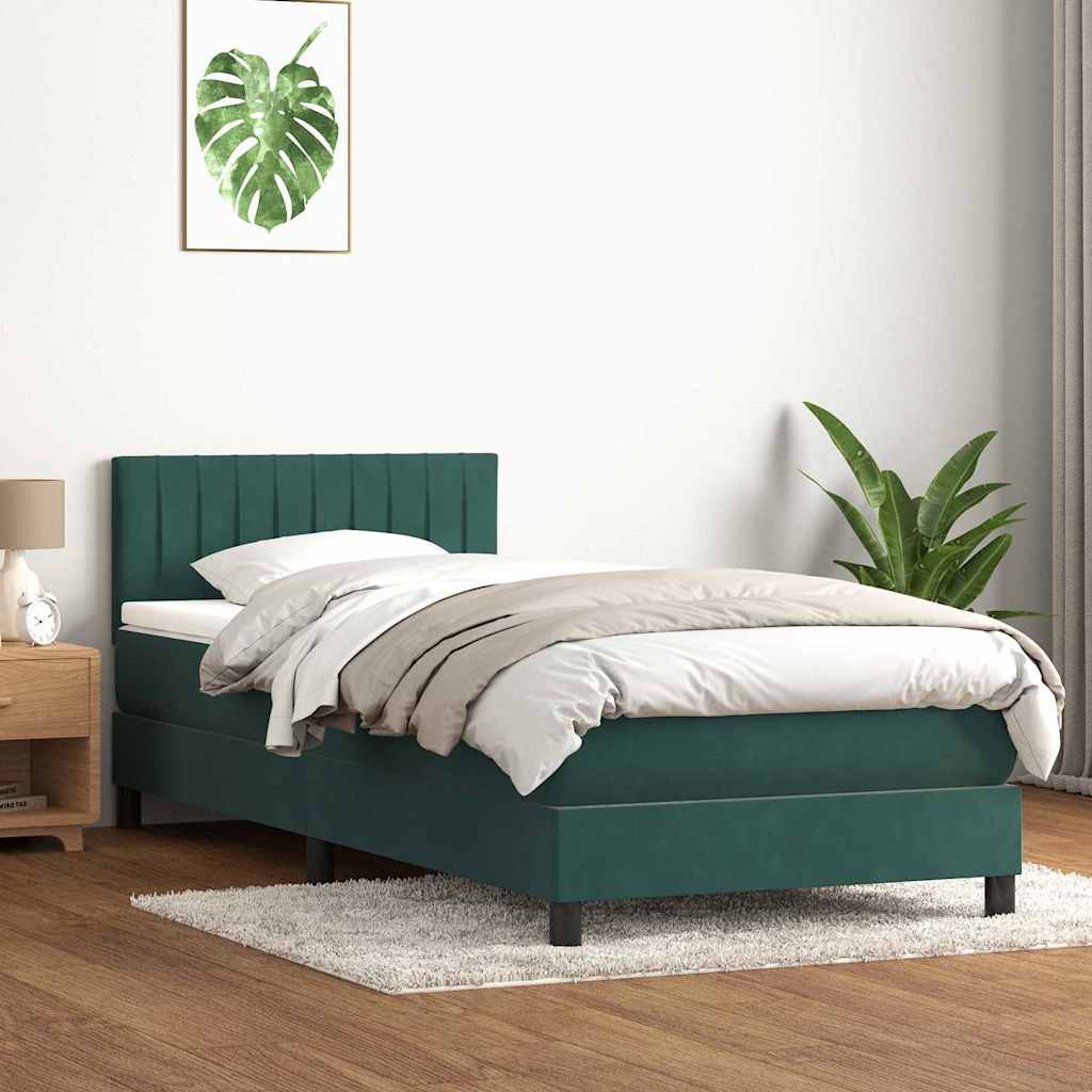 Sommier à lattes de lit et matelas vert foncé 90x220 cm velours - XIOS