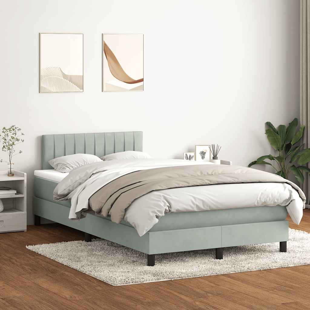 Sommier à lattes de lit et matelas gris clair 120x220cm velours - XIOS