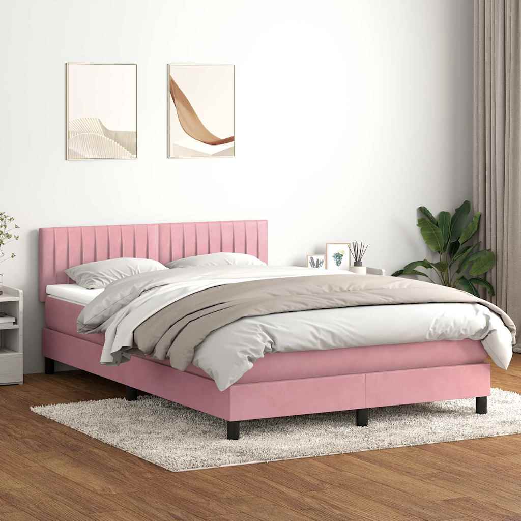Sommier à lattes de lit avec matelas rose 160x220 cm velours - XIOS
