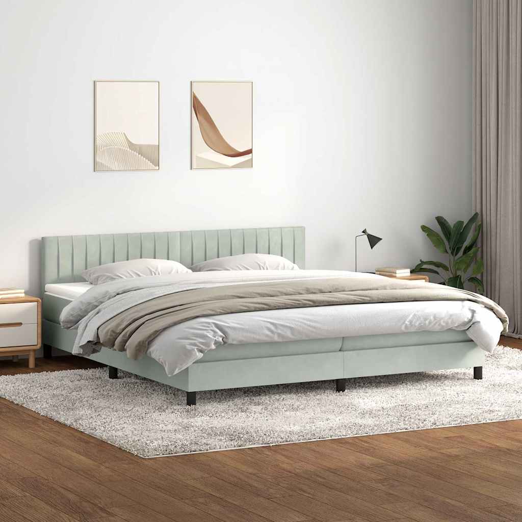 Sommier à lattes de lit et matelas gris clair 180x220cm velours - XIOS