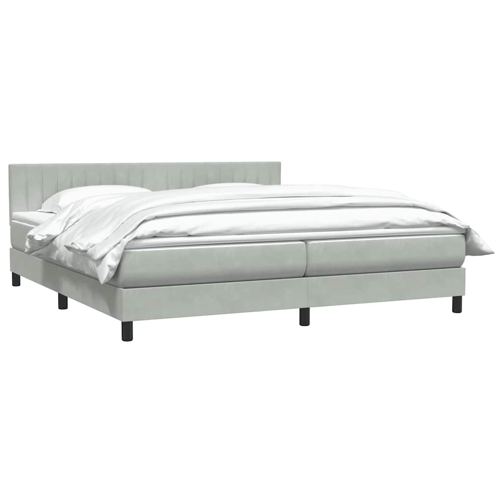 Sommier à lattes de lit et matelas gris clair 180x220cm velours - XIOS