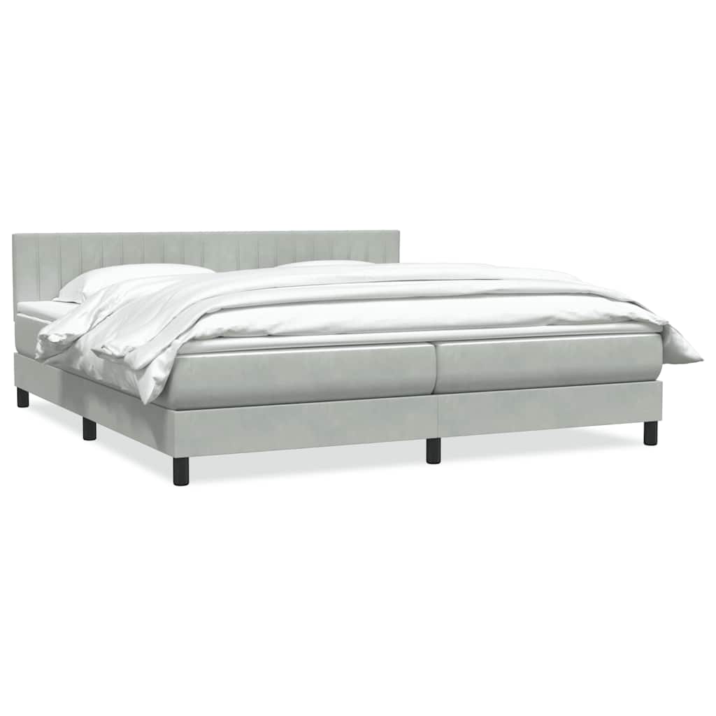 Sommier à lattes de lit et matelas gris clair 180x220cm velours - XIOS